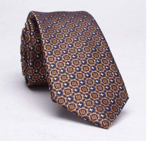 Dark Orange Geometric Pattern Skinny Tie Neckties JayKirbyTies 