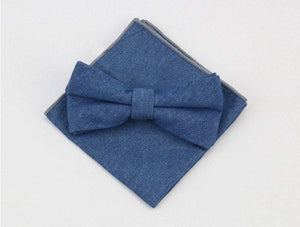 Denim Bow Tie & Pocket Square Set Bow Tie + Square JayKirbyTies 