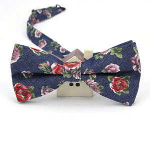 Denim Floral Bow Tie Bow Ties JayKirbyTies 