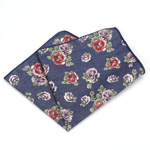 Denim Floral Pocket Square Pocket Squares JayKirbyTies 