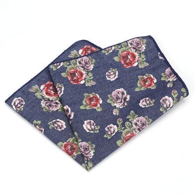 Denim Floral Pocket Square Pocket Squares JayKirbyTies 