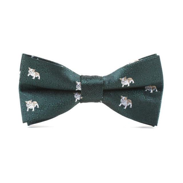 Emerald Green Bulldog Pattern Bow Tie Bow Ties JayKirbyTies 