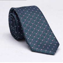 Load image into Gallery viewer, Emerald Green Geometric Pattern Skinny Tie Neckties JayKirbyTies 