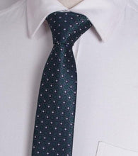 Load image into Gallery viewer, Emerald Green Geometric Pattern Skinny Tie Neckties JayKirbyTies 