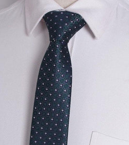 Emerald Green Geometric Pattern Skinny Tie Neckties JayKirbyTies 