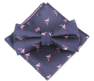 Flamingo Pattern Bow Tie & Pocket Square Bow Tie + Square JayKirbyTies 