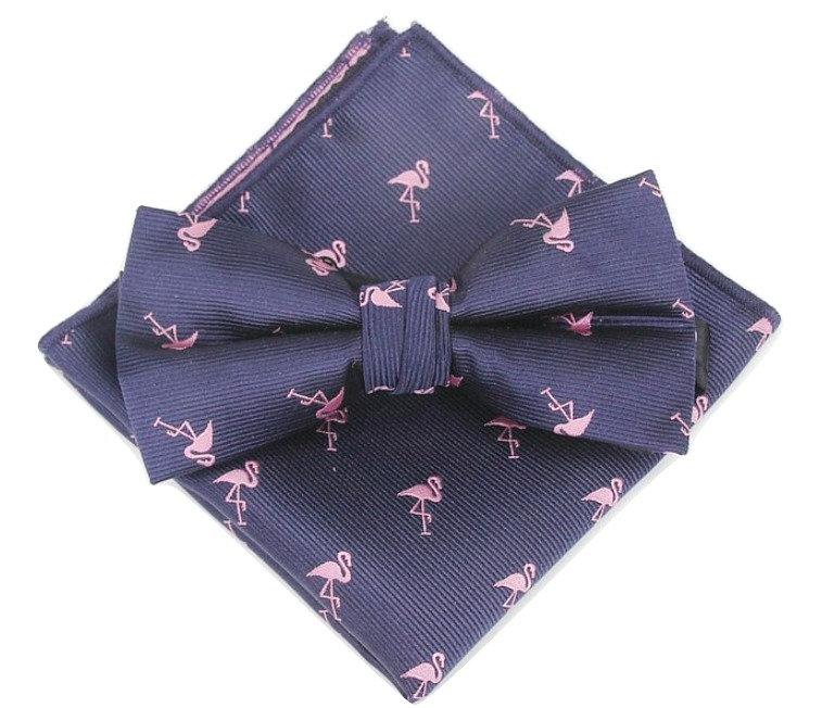 Flamingo Pattern Bow Tie & Pocket Square Bow Tie + Square JayKirbyTies 