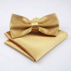 Gold Bow Tie & Pocket Square Bow Tie + Square JayKirbyTies 