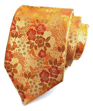 Load image into Gallery viewer, Gold Floral Tie Neckties JayKirbyTies 