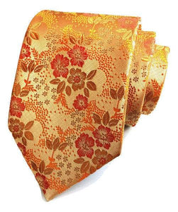Gold Floral Tie Neckties JayKirbyTies 