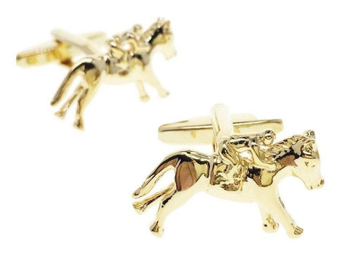 Gold Horse Racing Cufflinks Cufflinks JayKirbyTies 
