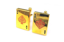 Load image into Gallery viewer, Gold Lucky Aces Poker Cufflinks Cufflinks JayKirbyTies 