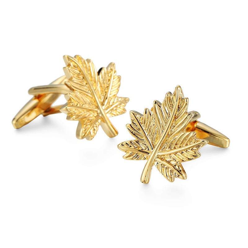 Gold Maple Leaf Cufflinks Cufflinks JayKirbyTies 