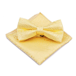 Gold Paisley Bow Tie & Pocket Square Bow Tie + Square JayKirbyTies 