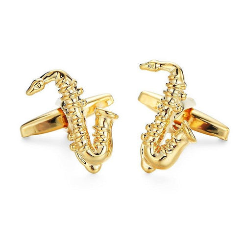 Gold Saxophone Cufflinks Cufflinks JayKirbyTies 
