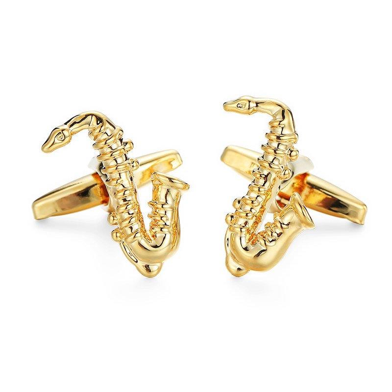 Gold Saxophone Cufflinks Cufflinks JayKirbyTies 