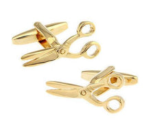 Load image into Gallery viewer, Gold Scissors Cufflinks Cufflinks JayKirbyTies 