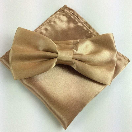 Gold/Champagne Bow Tie & Pocket Square Bow Tie + Square JayKirbyTies 