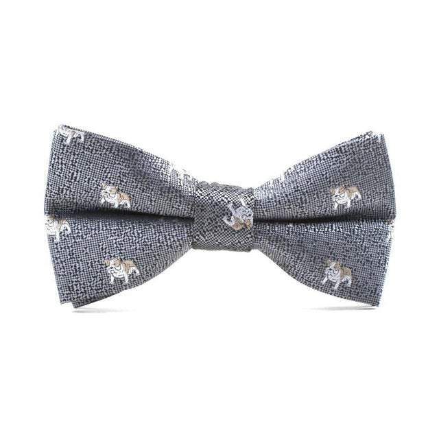 Gray Bulldog Pattern Bow Tie Bow Ties JayKirbyTies 