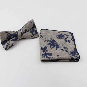 Gray Floral Bow Tie & Pocket Square Set Bow Tie + Square JayKirbyTies 