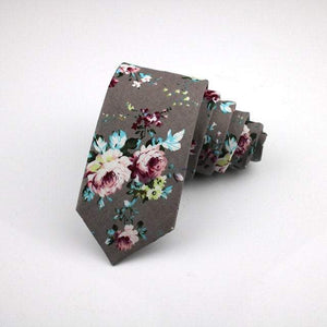 Gray Floral Skinny Tie Neckties JayKirbyTies 