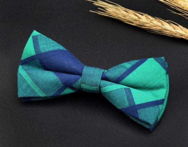 Green Blue Plaid Bow Tie Bow Ties JayKirbyTies 