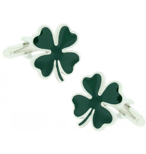 Green Irish Clover Cufflinks Cufflinks JayKirbyTies 