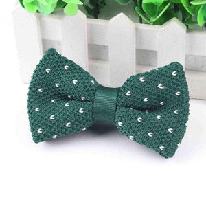 Green Knit Spotted Bow Tie Bow Ties JayKirbyTies 