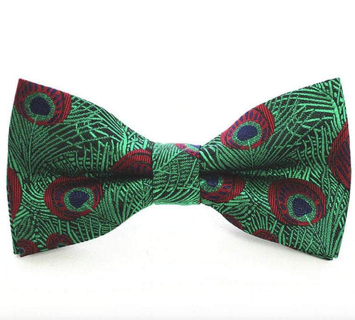Green Peacock Pattern Bow Tie Bow Ties JayKirbyTies 