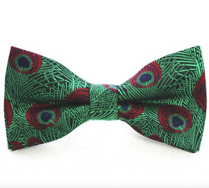 Green Peacock Pattern Bow Tie Bow Ties JayKirbyTies 
