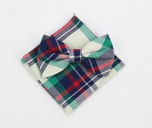 Green Plaid Tartan Bow Tie & Pocket Square Bow Tie + Square JayKirbyTies 