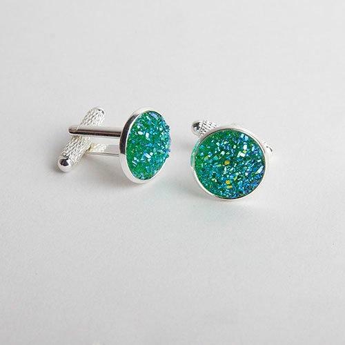 Green Rhinestone Cufflinks Cufflinks JayKirbyTies 