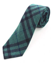 Load image into Gallery viewer, Green Tartan Wool Skinny Tie Neckties JayKirbyTies 