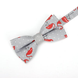 Grey Flamingo Pattern Bow Tie Bow Ties JayKirbyTies 
