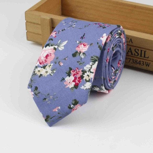 Greyish Blue Floral Tie Neckties JayKirbyTies 