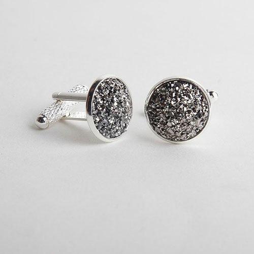 Gunmetal Rhinestone Cufflinks Cufflinks JayKirbyTies 