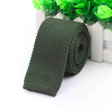 Knitted Army Green Skinny Tie Neckties JayKirbyTies 