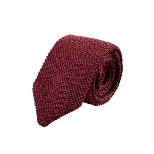 Knitted Burgundy Skinny Tie Neckties JayKirbyTies 