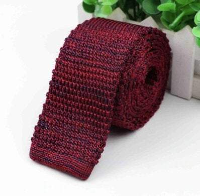 Knitted Burgundy Skinny Tie Neckties JayKirbyTies 