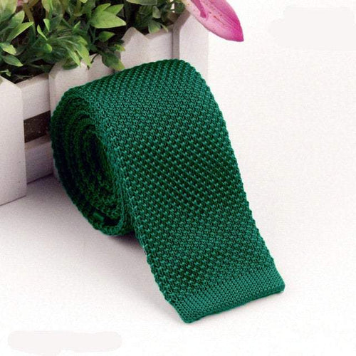 Knitted Green Skinny Tie Neckties JayKirbyTies 