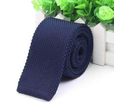 Knitted Navy Blue Skinny Tie Neckties JayKirbyTies 