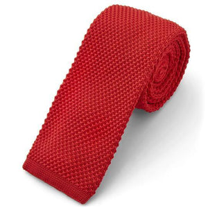 Knitted Red Skinny Tie Neckties JayKirbyTies 