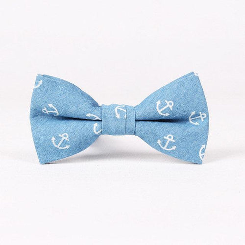 Light Blue Denim Anchor Bow Tie Bow Ties JayKirbyTies 