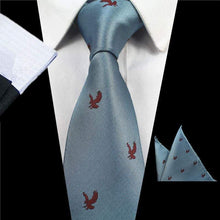 Load image into Gallery viewer, Light Blue Eagle Tie &amp; Pocket Square Set Tie + Square JayKirbyTies 
