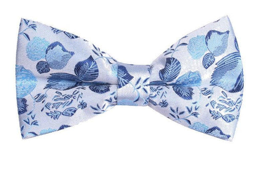 Light Blue Floral Bow Tie Bow Ties JayKirbyTies 