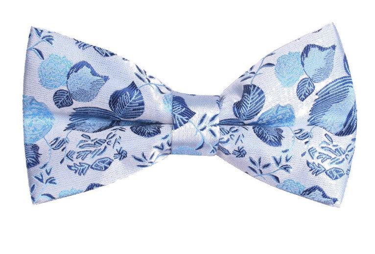 Light Blue Floral Bow Tie Bow Ties JayKirbyTies 