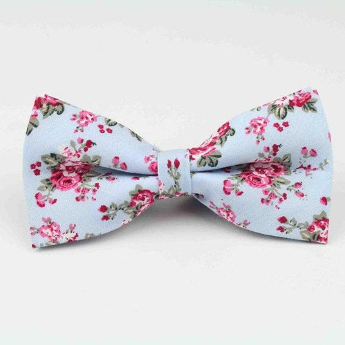Light Blue Floral Bow Tie Bow Ties JayKirbyTies 