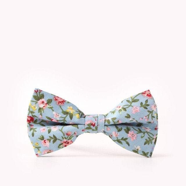 Light Blue Floral Bow Tie Bow Ties JayKirbyTies 