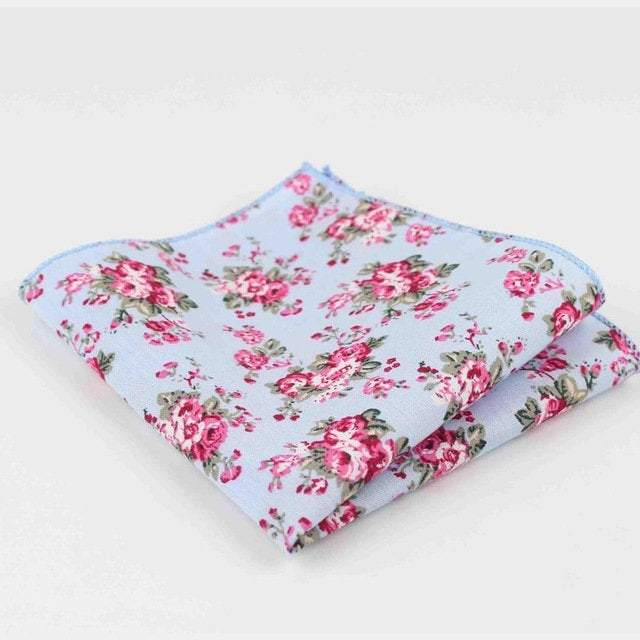 Light Blue Floral Pocket Square Pocket Squares JayKirbyTies 