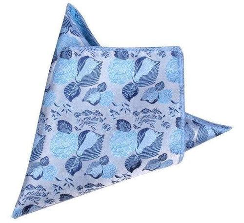 Light Blue Floral Pocket Square Pocket Squares JayKirbyTies 